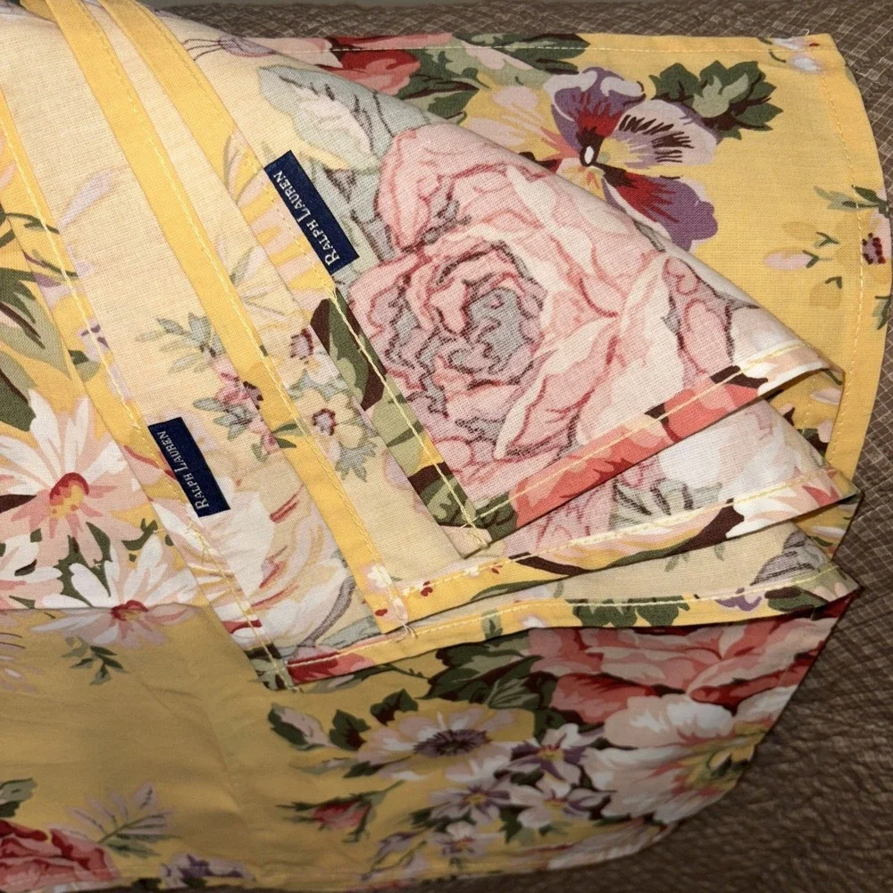 Ralph Lauren Sophie‎ Brooke  Napkins Yellow Floral Set of NOS